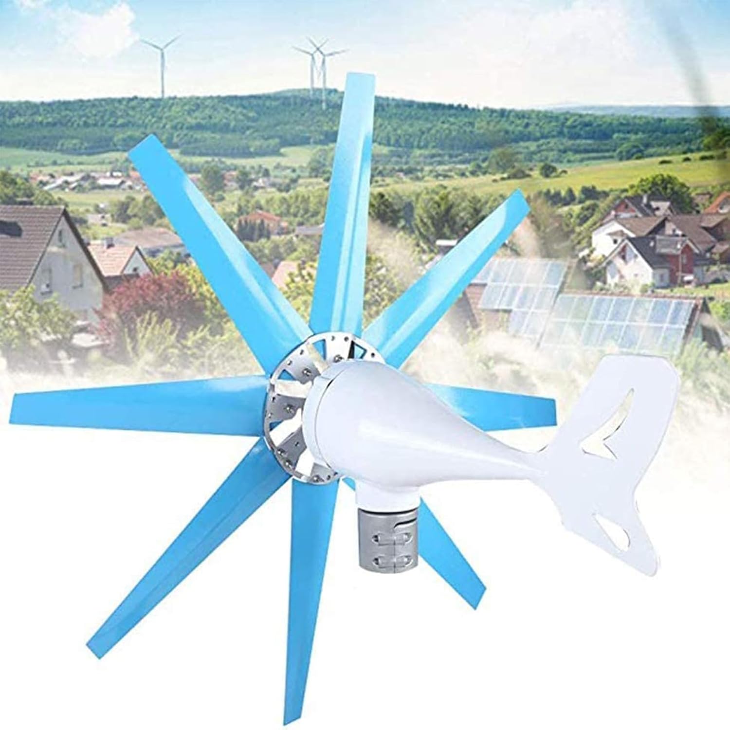 3000W Hybrid Wind Turbine Generator 8 Blades Wind Generator Kit Efficient Renewable Energy Solution, High Performance Wind Power System,for Boats & Terraces