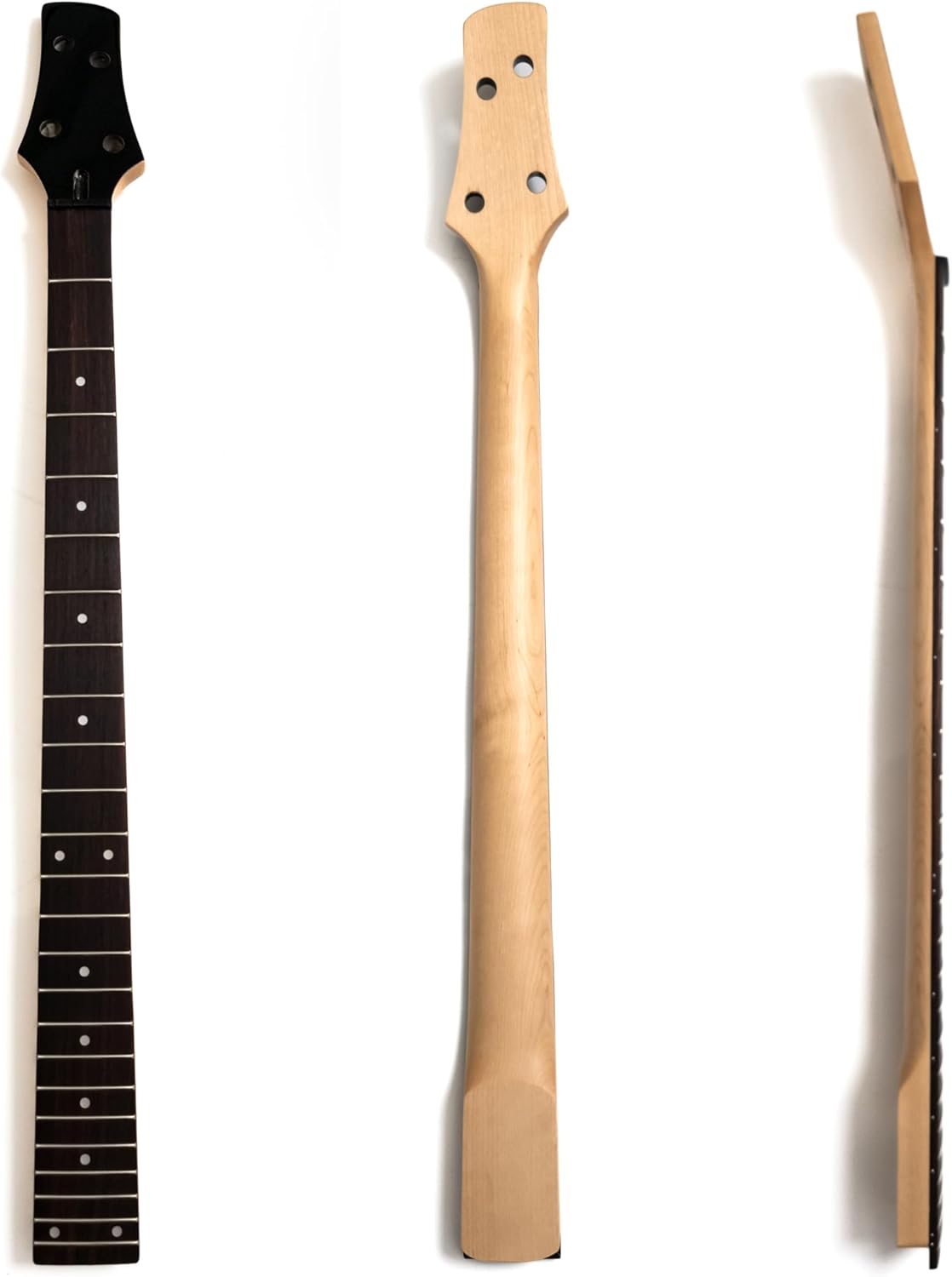 Premium Maple Guitar Neck for Ibanez Bass, 4-String 24 Fret Canadian Maple Neck with Rosewood Fingerboard, Gloss Finish, Also Compatible with Precision Bass Guitar Neck Replacement Parts