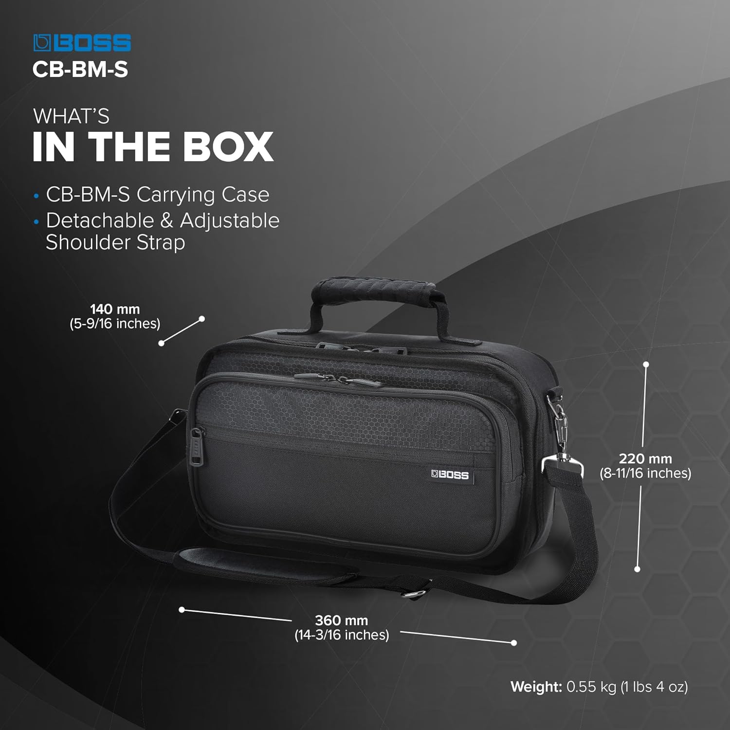 BOSS CB-BM-S | Compact Multi-Effects Case | Compatible GX-10, GT-1 & GT-1B | Lightweight & Durable | Thick Internal Padding | Adjustable Shoulder Strap | Versatile Accessory Pockets