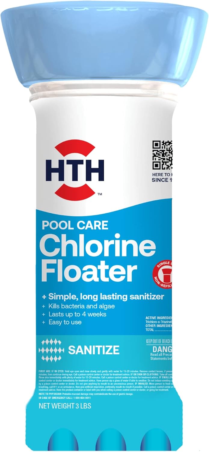 HTH 42057 Swimming Pool Care Chlorine Floater, Long-Lasting Swimming Pool Chlorination, Last up to 4 Weeks, 3 lbs