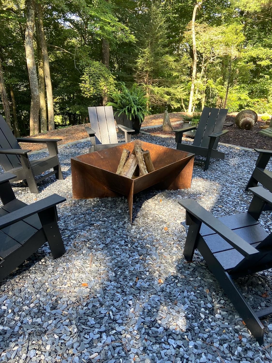 Modern Metal Outdoor Fire Pit Geometric Shape (Corten Steel)