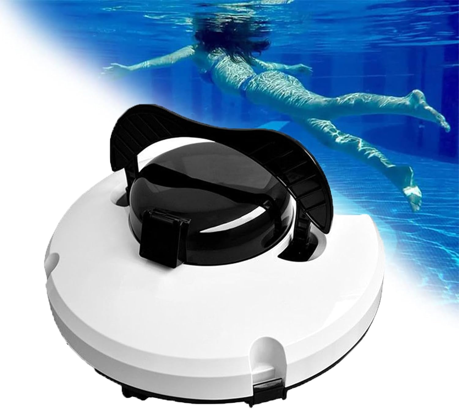 Cordless Automatic Pool Cleaner with Powerful Suction for 120 Minutes Robotic Pool Cleaner with LED Indicator for Above-Ground/in-ground Pools up to 100 Square metres.