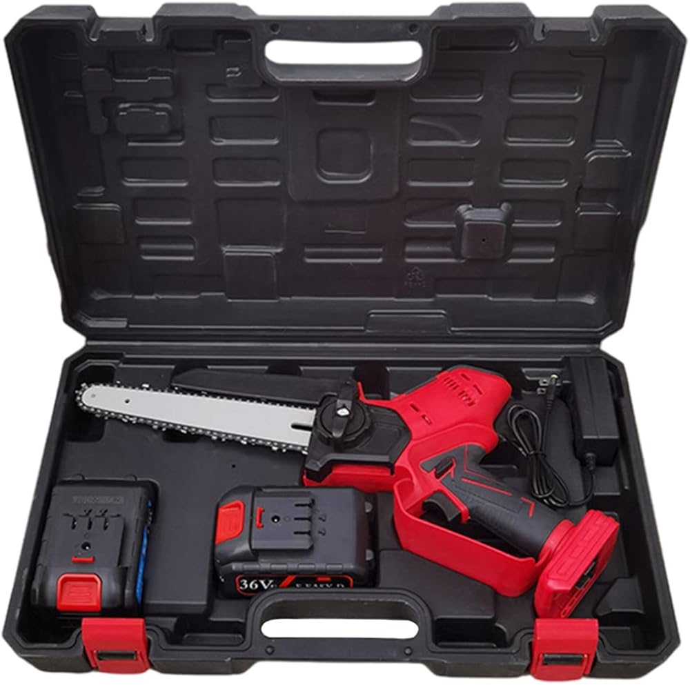 21V Electric Chain Saw Handheld Cordless Chain Saw Small Lithium Electric Saw Household Logging and Tree Pruning Power Tool