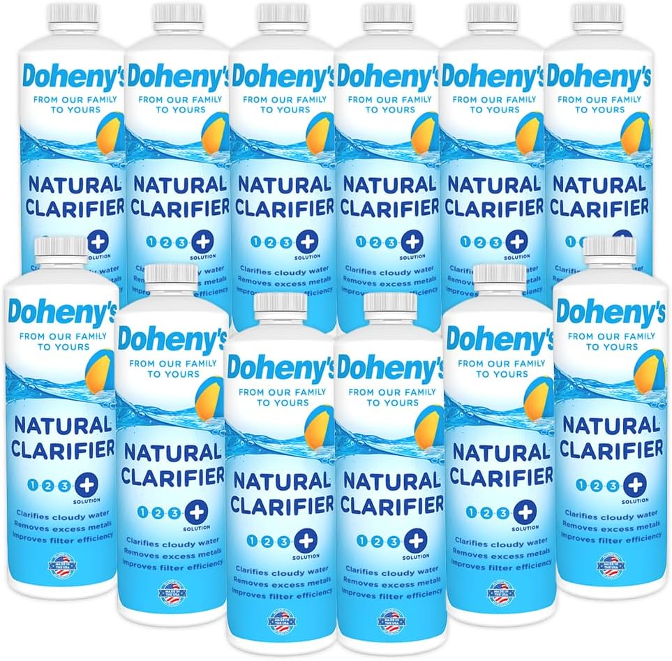 Doheny’s Natural Pool Clarifier | 100% Professional Grade | Safe to Use in All Pool Types | Clarifies Cloudy Pool Water | Eco-Friendly, Non-Toxic, & Biodegradable | Set of (12) - 32 Ounce Bottles