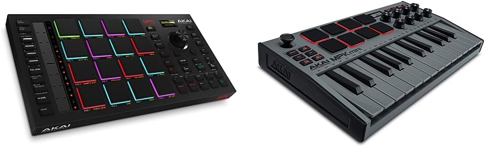Akai Professional MPC Studio MIDI Controller Beat Maker & Professional MPK Mini MK3-25 Key USB MIDI Keyboard Controller With 8 Backlit Drum Pads, (Grey)