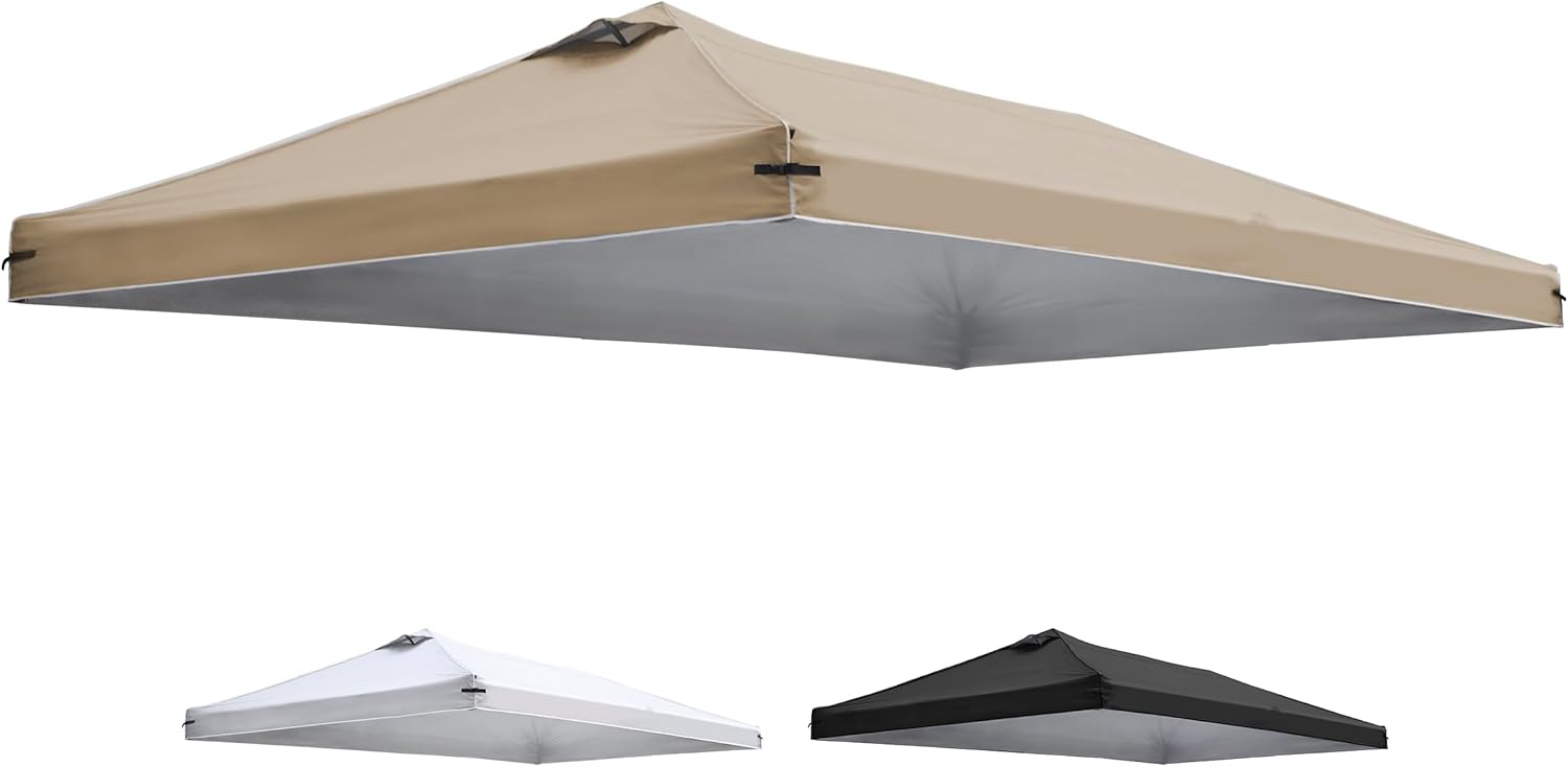 10x20 Canopy Replacement Top Cover with Air Vents for ez up Pop up Canopy Gazebo Tent, with Adjustable Strap, Waterproof & Anti-UV for Outdoor Shade (Top Only, Frame Not Included) (Tan)