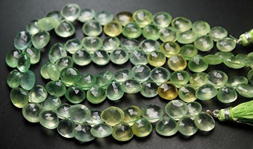 13 inch natural beads strand of 8-9mm faceted heart prehnite gemstone briolletes beads for DIY jewelry - necklace, bracelet, earring, ring.