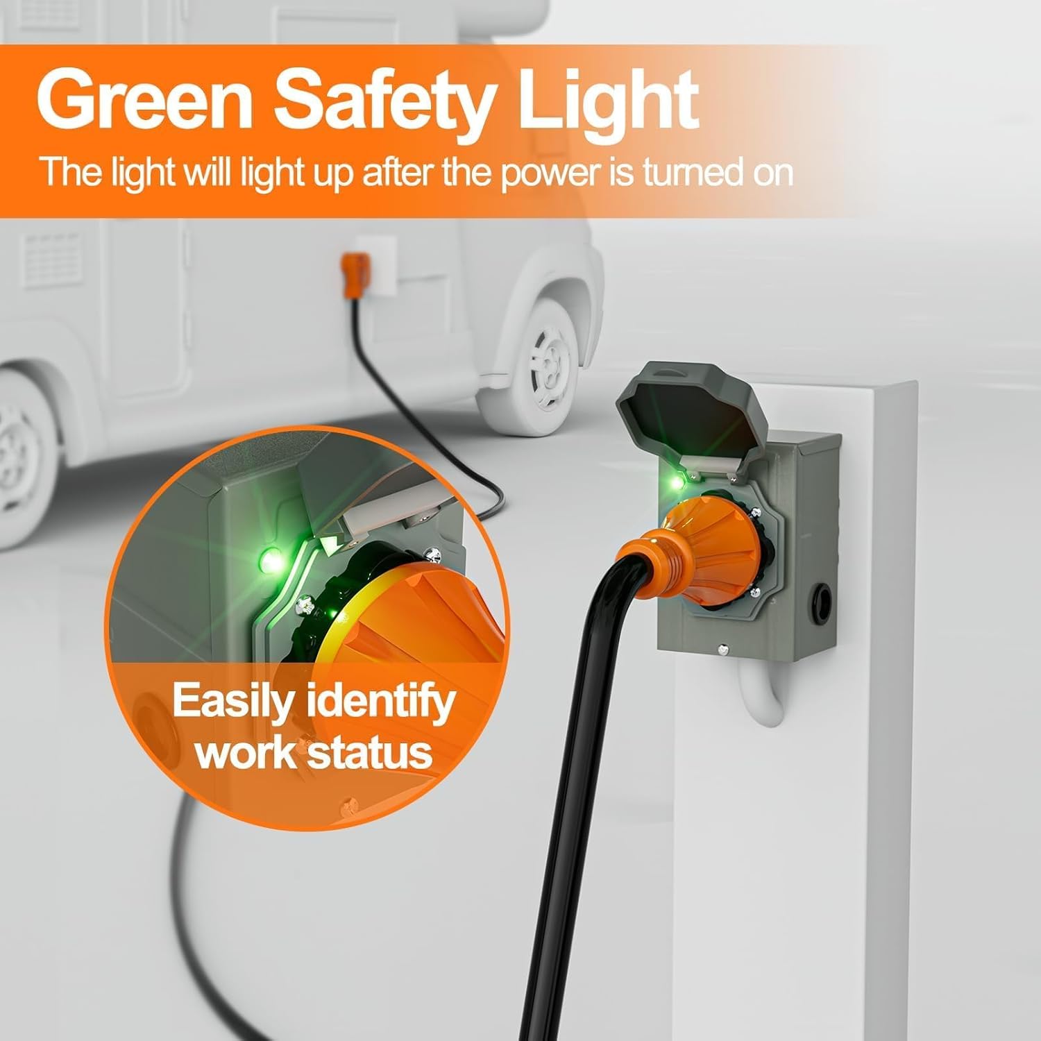 Generator Cord 50 Amp and Pre-Drilled Inlet Box Kit, 25ft Generator Cable Extension 50A 4 Prong NEMA 14-50P to SS2-50R with Twist Lock, Heavy Duty STW Wire for RV Camper & House, ETL Listed