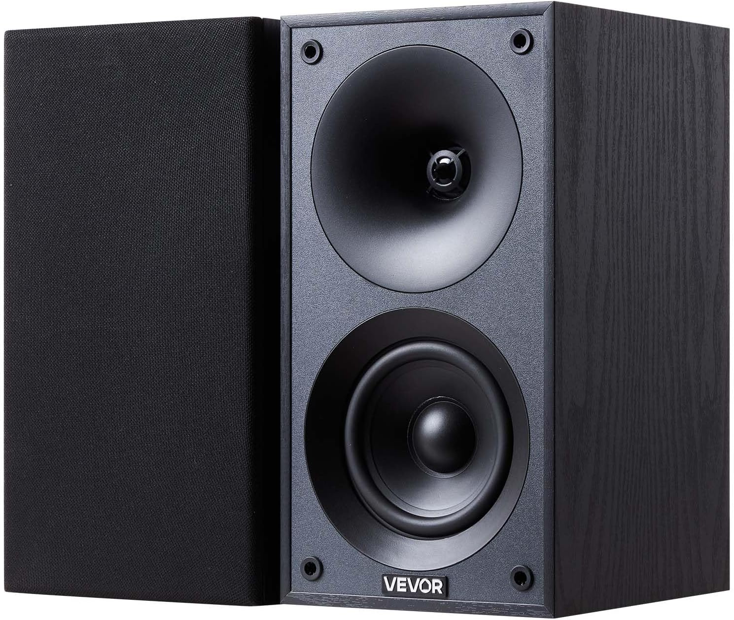 VEVOR Passive Bookshelf Speaker, 300W, Book Shelf Stereo Speakers with 4-Inch Woofer and 1-Inch Tweeter, Detachable Grille, 70Hz-20KHz Frequency Response, Wooden Enclosure, for Home Theater (1 Pair)