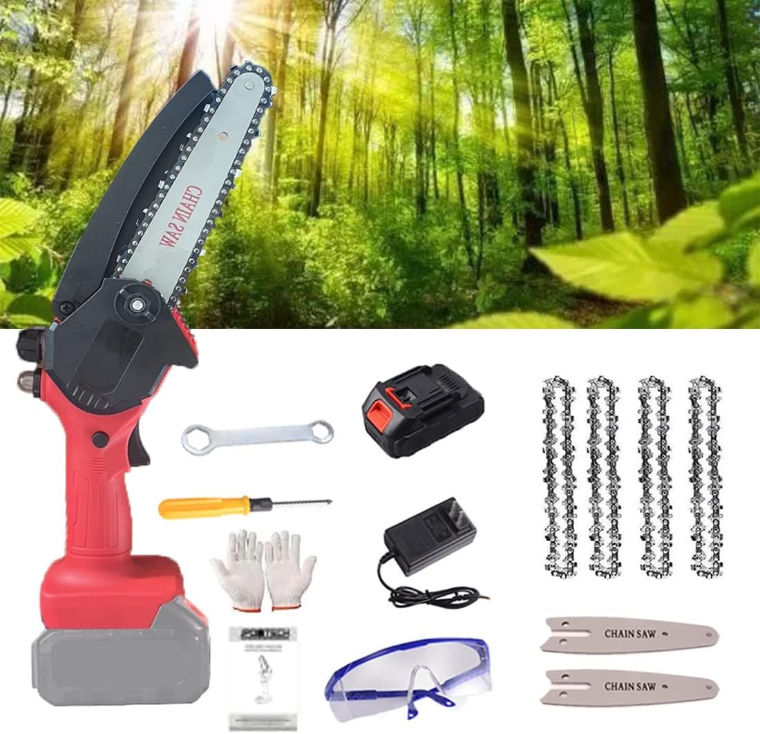 Mini Chainsaw,6 Inch Cordless Battery Powered Chain Saw,Super Saw Mini Chainsaw,one-Hand Chainsaw,Electric Chainsaw, Handheld Mini Chainsaw for Cutting Pruning and Gardening