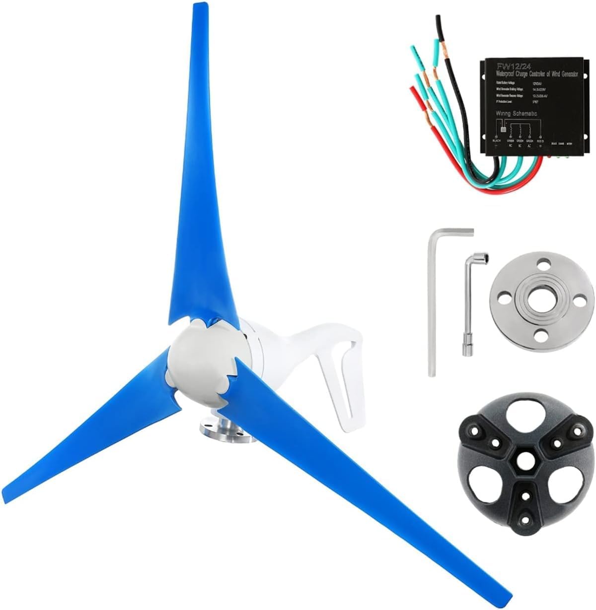9000W Nylon Fiber Stabilized Wind Generator Wind Turbine Generator Kit Wind Turbine with Charge Controller Reliable Breeze Start