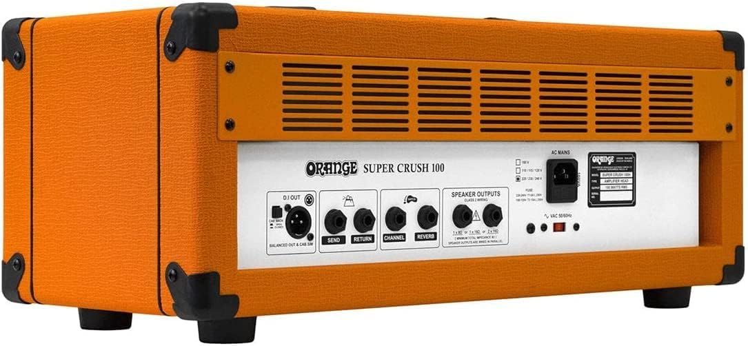 Orange SUPER-CRUSH-100-H Super Crush 100W Guitar Amplifier Head Bundle w/Pig Hog 10' Orange Creme 2.0 Guitar Bass Cable, Power Cable & Liquid Audio Polishing Cloth