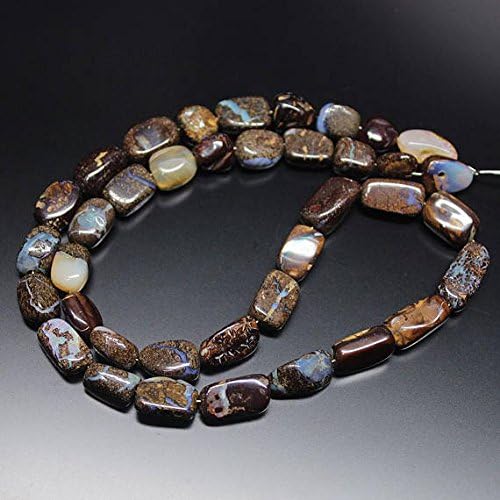 13 inch natural beads strand of 8mm smooth tumble boulder opal gemstone beads for DIY jewelry - necklace, bracelet, earring, ring.