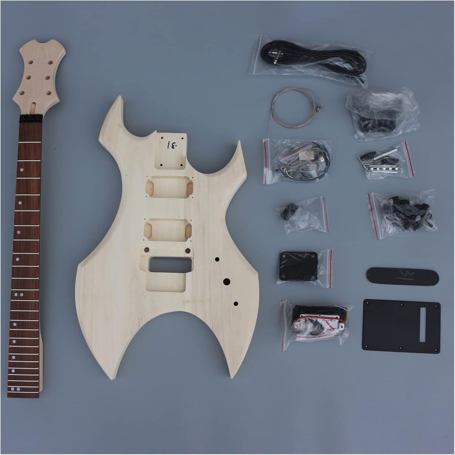 Basswood Body Mahogany Neck 24 Frets Rosewood Fretboard with Electric Guitar Hardwares Unfinished Guitar Set