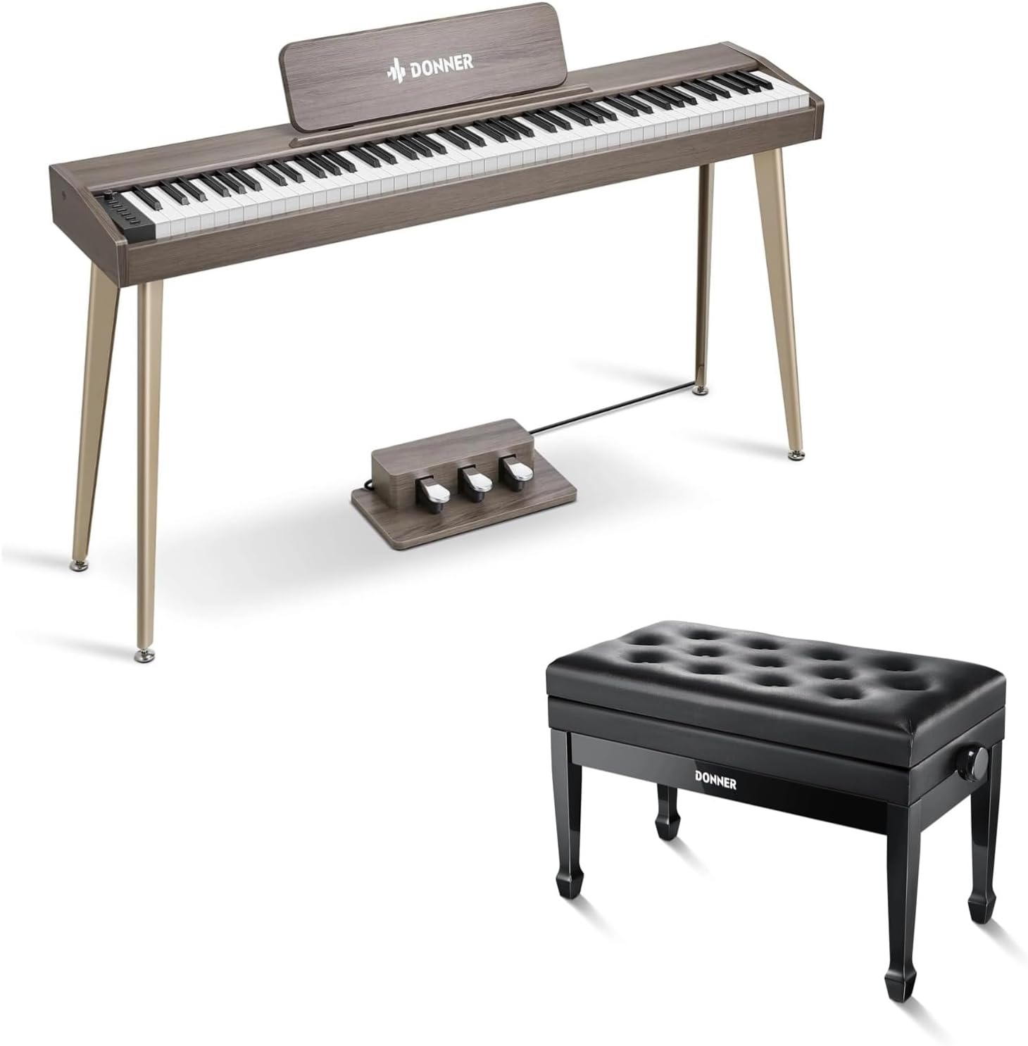 Donner OURA DDP-60 88 Key Digital Piano+Donner Adjustable Duet Piano Bench with Storage