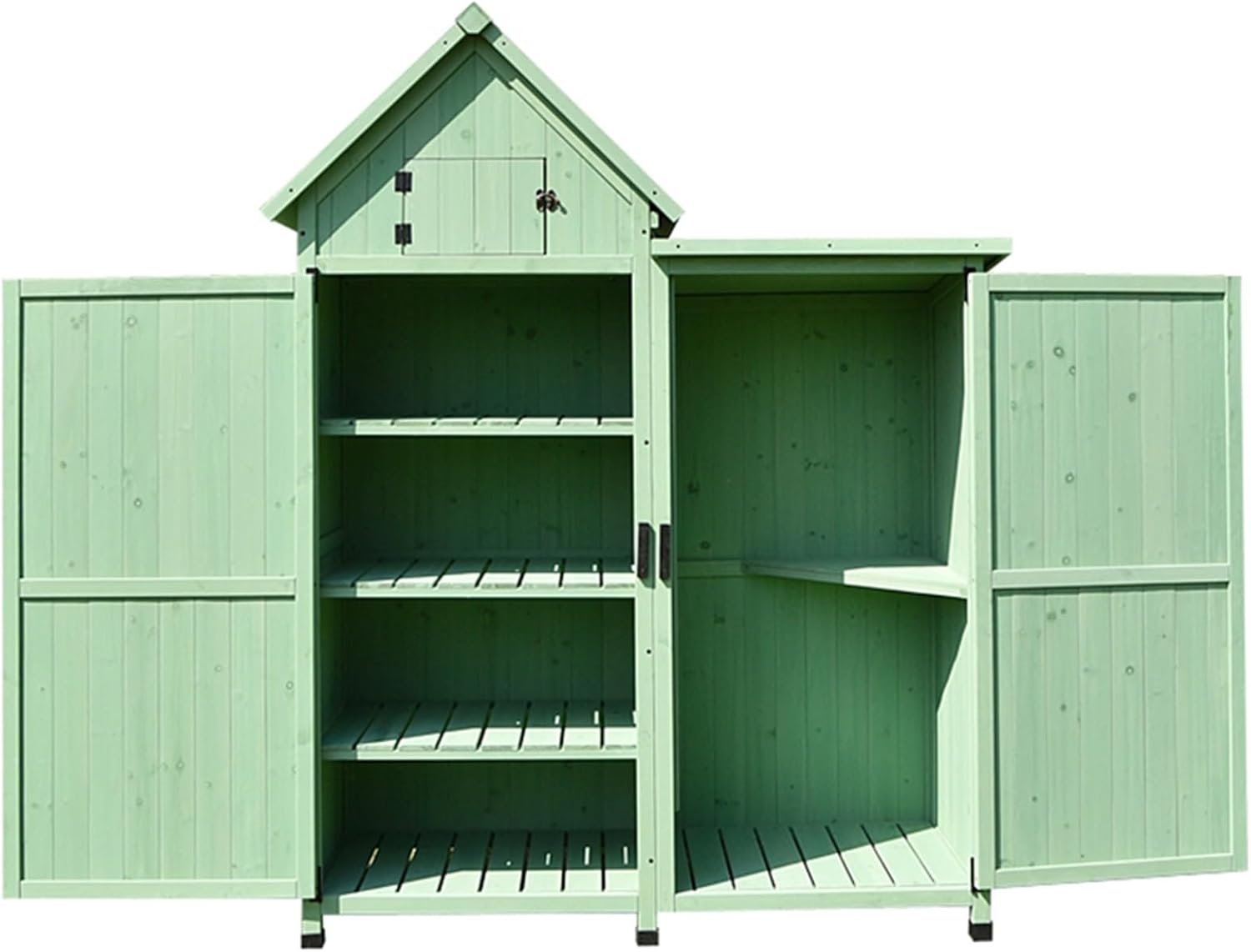 Garden Tool Storage Cabinet, Outdoor Wooden Storage Shed with Waterproof Asphalt Roof, Outside Tool Storage Shed for Garden Backyard Lawn (One Color Green)