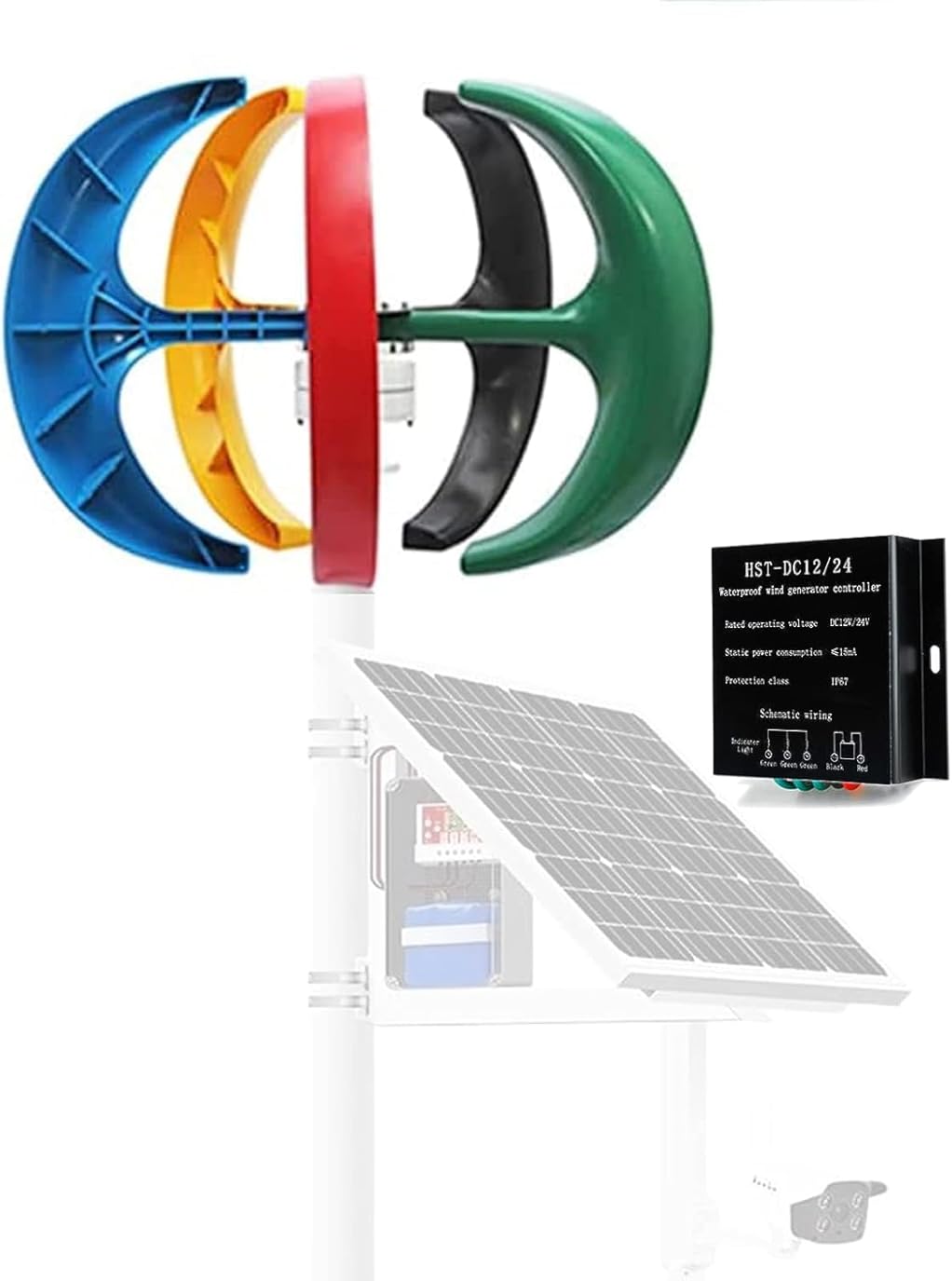 CHRISK 6000W Wind Turbine Generator, 5 Blades Wind Turbine Lanterns Generator Vertical Axis Wind Power, 3 Phase Permanent Magnet Generator