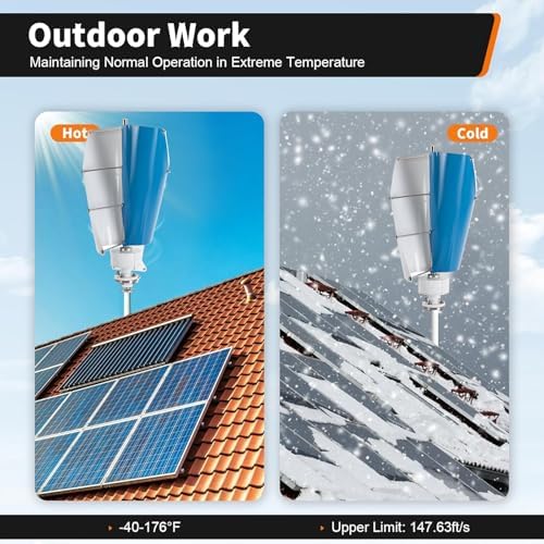 5000W Vertical Axis Wind Turbine Generator, 12V-220V Wind Power System for Home Use, Eco-Friendly Windmill with MPPT Charge Controller for Camping & Appliances