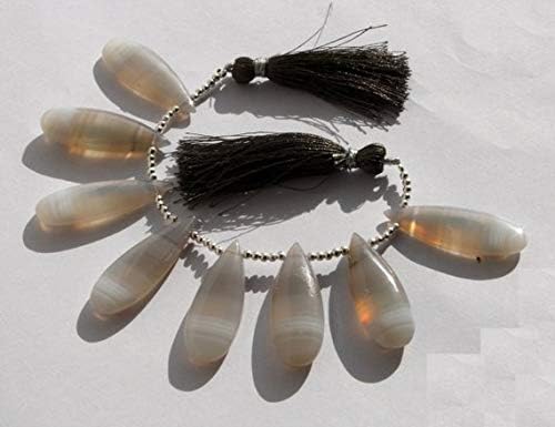 gray & white shaded chalcedony smooth pear briolettes size 35x13mm-37x12mm