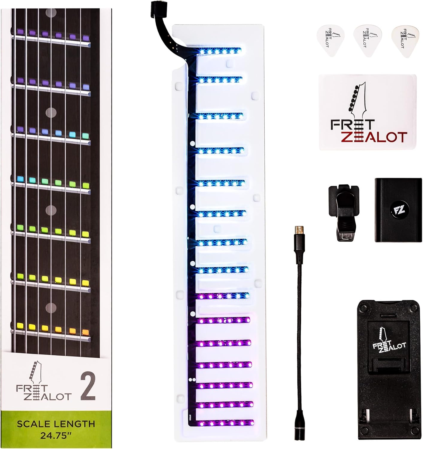 Fret Zealot 2 | LED Fretboard System for Learning Guitar | Songs, Courses, Chords, Scales | Android, iOS, Web (24.75