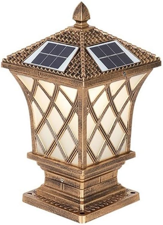 Solar Column Headlight Retro Aluminum Glass Lantern Wall Door Light Outdoor European Villa Garden Railing Light Stigma Post Porch Patio Pillar Street Lamp Security Light