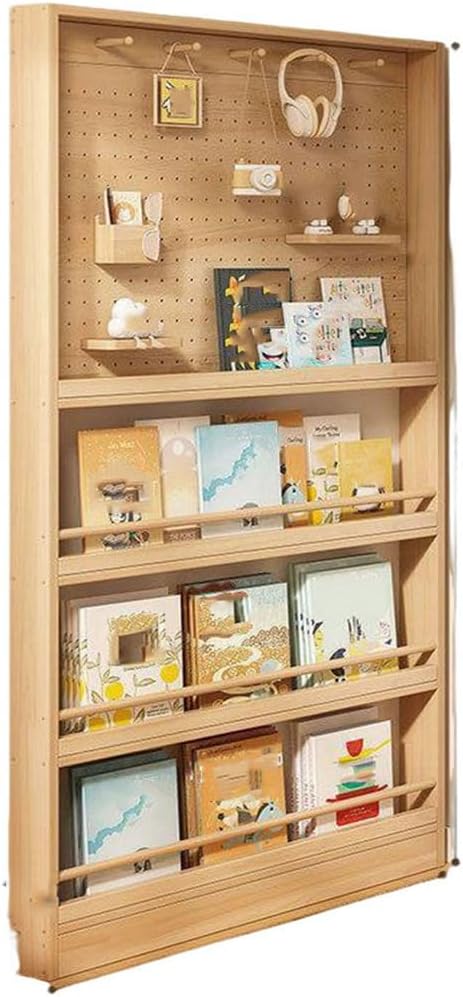 Wall Mount Narrow Book Shelf Behind The Door Bookshelf Solid Wood Bookcases with Open Display Shelves Behind The Door Storage Organizer for Toys and Books Space-Saving,80 * 10 * 178cm