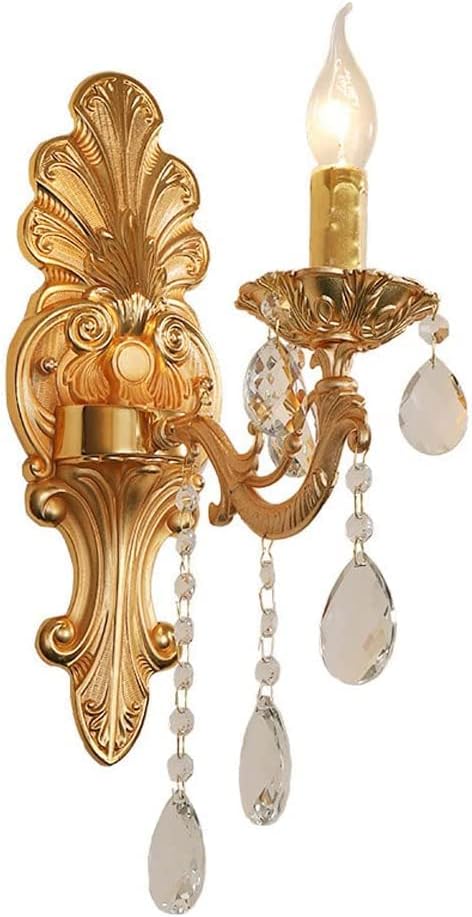 Candle Light, Nordic Modern Gold Wall Lighting Fixture with Crystal Pendant, Bedroom Bedside Lamp Home Decoration Headboard Sconce for Doorway Living Room Hotel