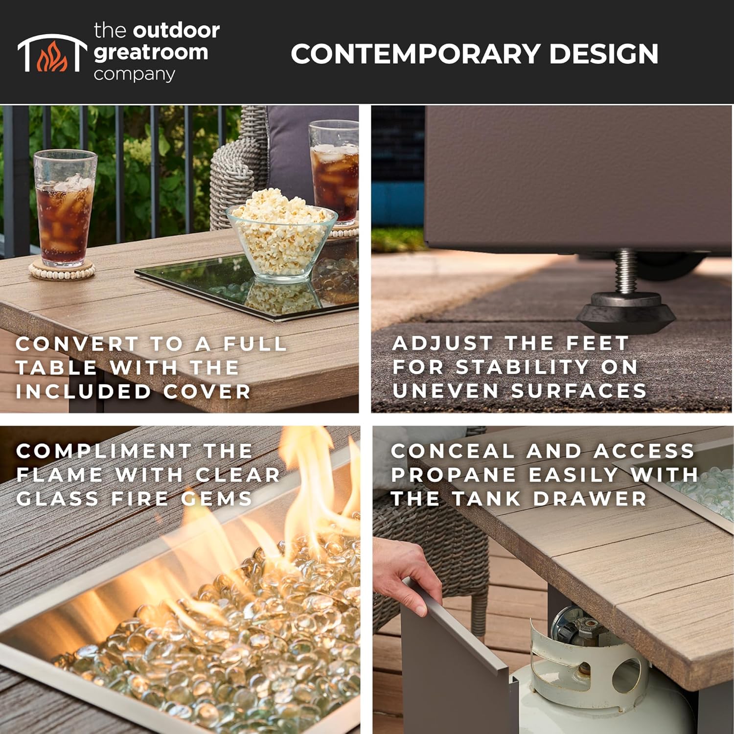 Outdoor GreatRoom Co Propane Fire Pit Table 62