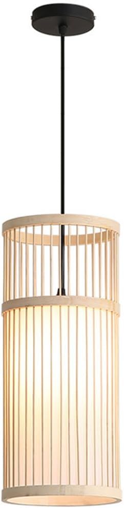 Bamboo Pendant Light 1 Light Natural Chandeliers Domed Shape Woven Light The Middle Century Lamp Retro Style Hanging Lighting Fixture for Dining Room, Kitchen Bedroom, Entryway, Foyer