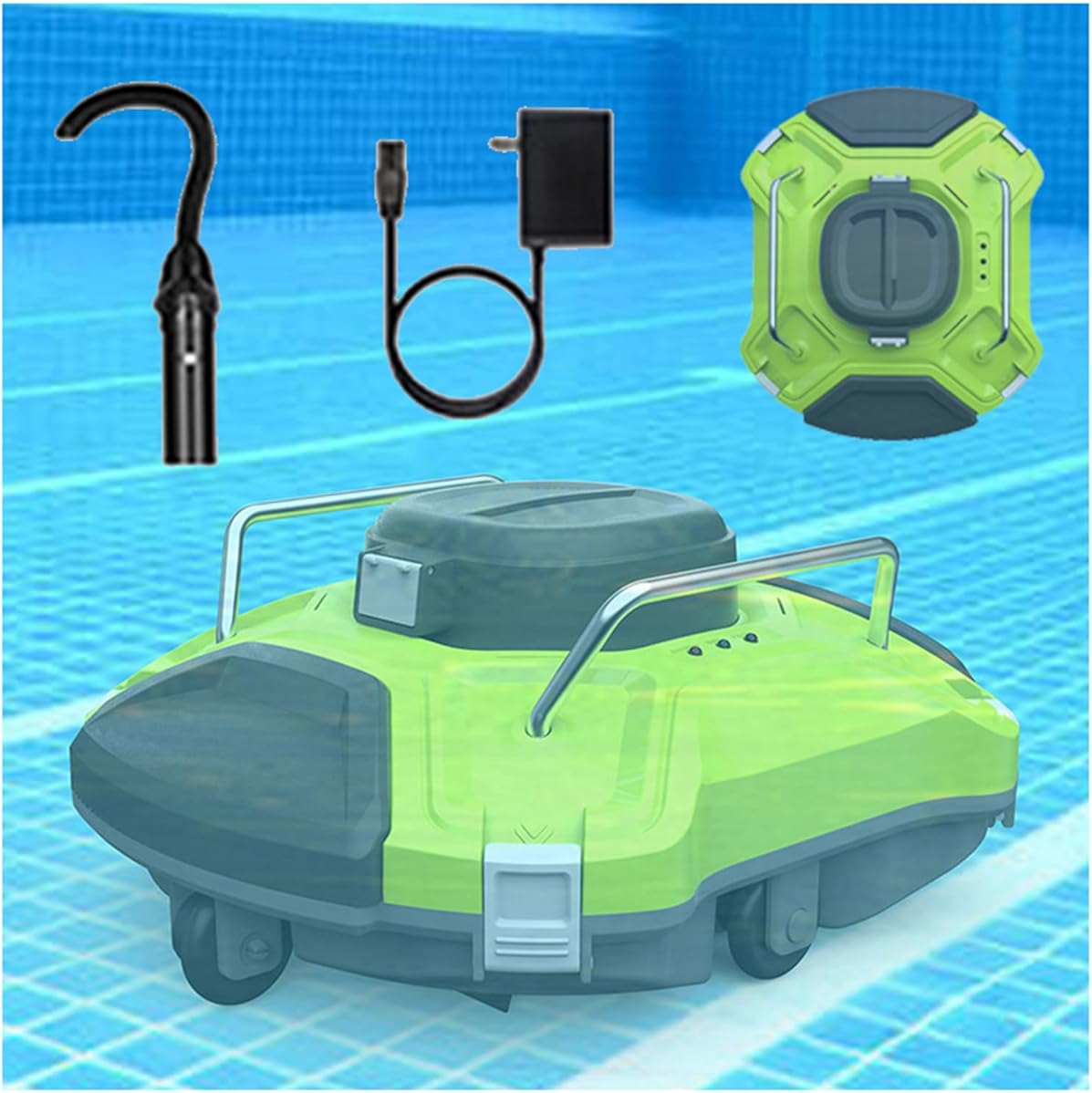 Cordless Robotic Pool Cleaner, Rechargeable Pool Vacuum Lasts 90 Mins, Automatic Pool Cleaner with Self Parking Function and LED Indicator