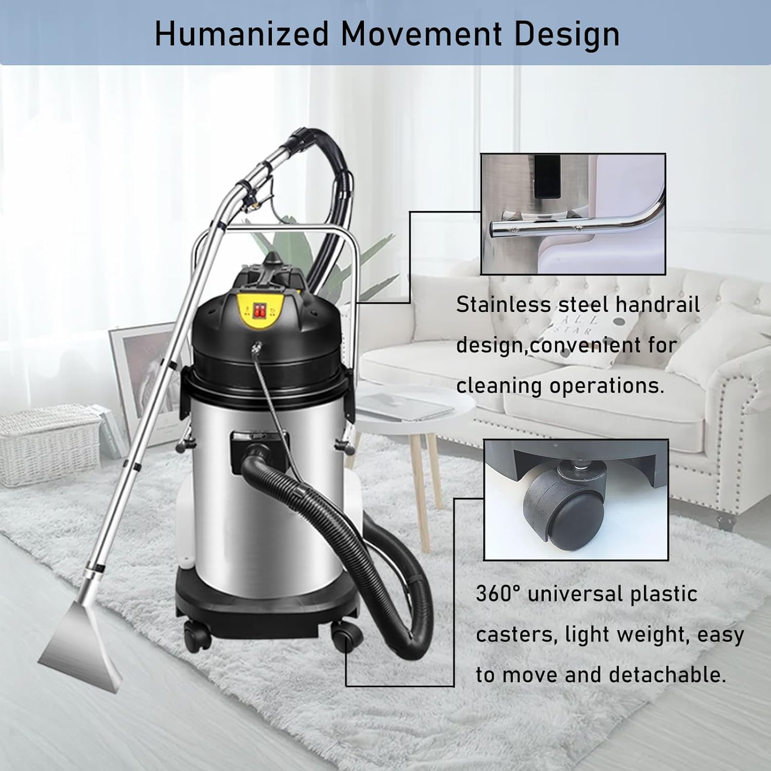 INTSUPERMAI Carpet Cleaning Machine Commercial Extractor Wet/Dry Vaccum Cleaner 3 in 1 30L Capacity Floor Cleaner 1000W