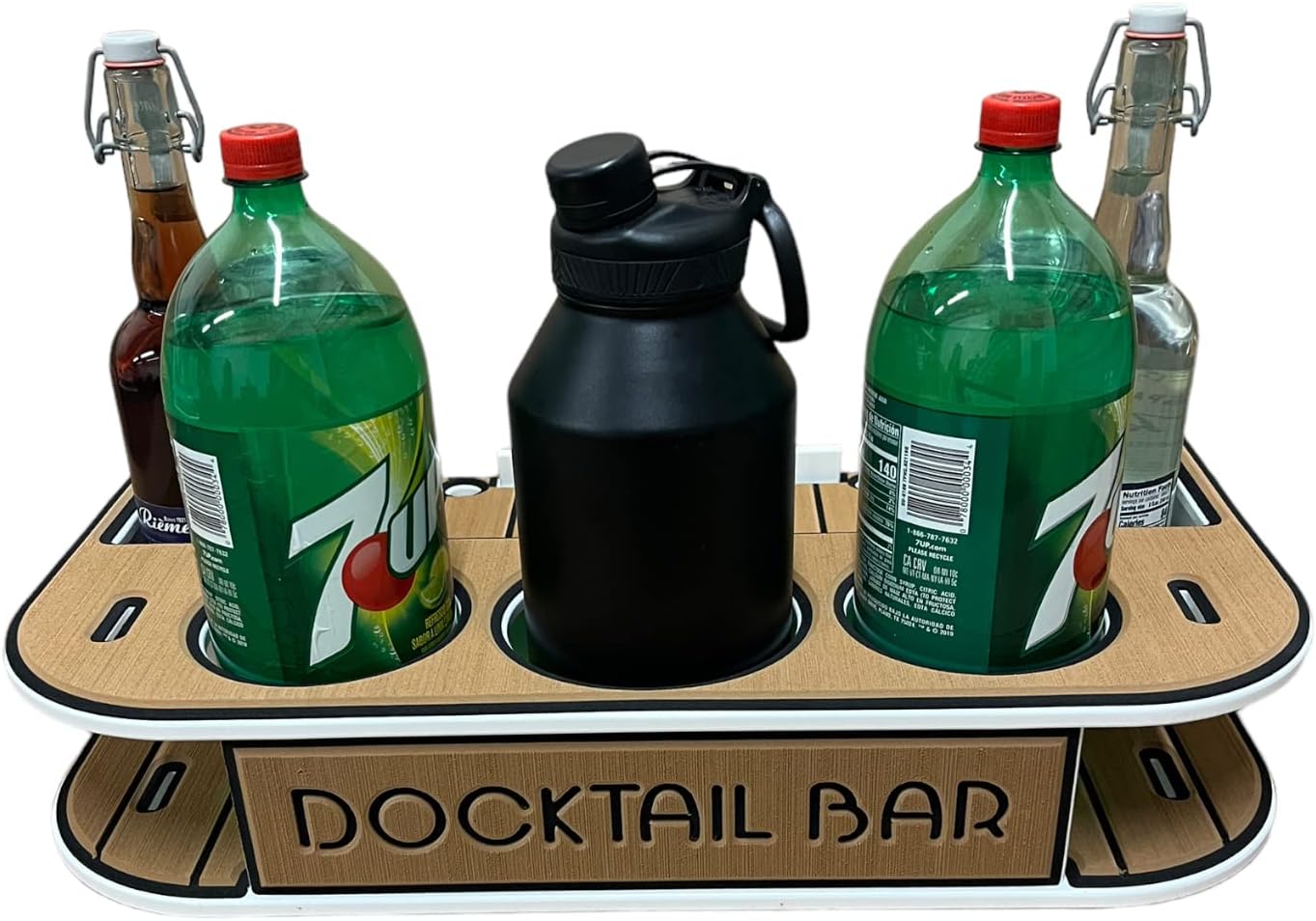 Docktail Butler Boat Table Caddy Organizer - with Pedestal Adapter Plate (Post/Floor Mount Not Included) | Portable Boat Bar with Cup Holders, Boat Storage Accessories