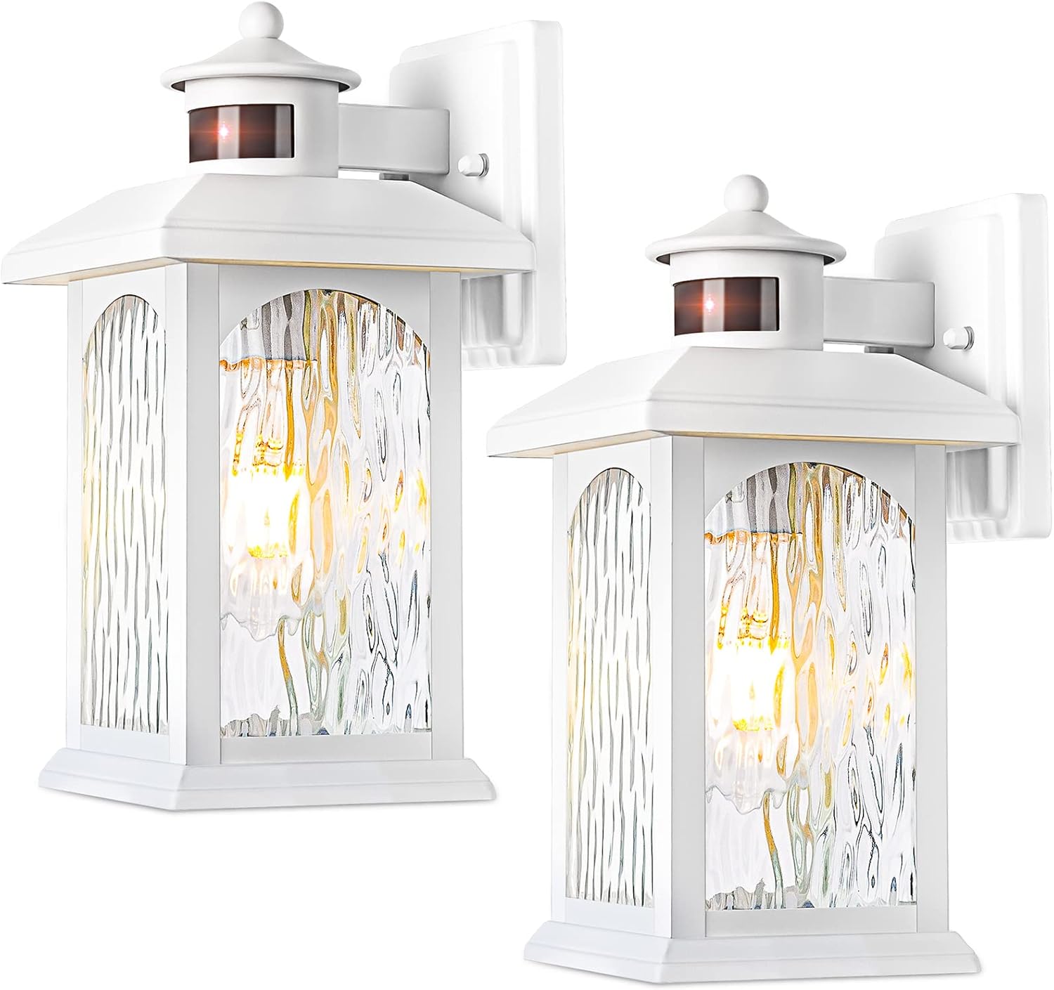 Advanced Motion Sensor Outdoor Lights 2 Packs - White Dusk to Dawn Outdoor Lighting, Anti-Rust Exterior Light Wall Mount Fixtures, Waterproof Porch Outside Lights Wall Sconce for House, Garage