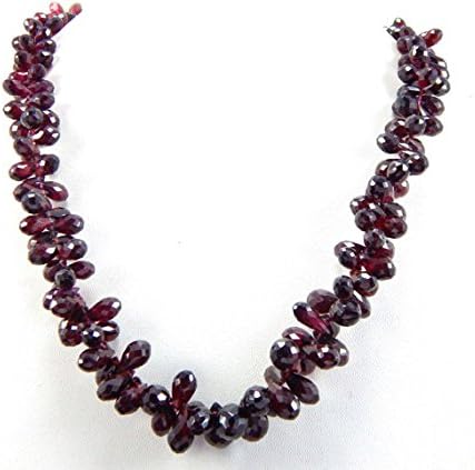 Garnet Briolettes, Faceted Tear Drops Beads Necklace, 5x8To8x13 mm, Red Garnet, 18 Inches