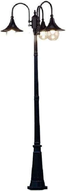 Outdoor Lamp Post Light, European Style Retro Street Light IP55 Waterproof Outdoor Lawn Column Light Garden Lighting Landscape Lantern High Pole Aluminum Post Lamp 3 Heads E27(H-260cm