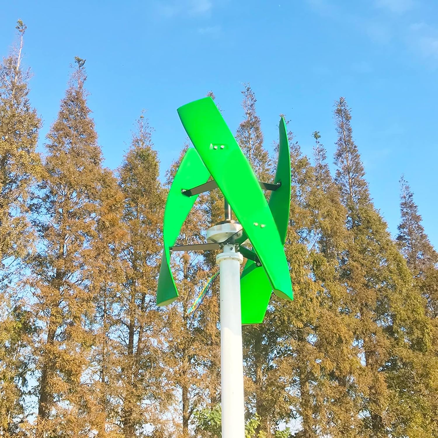 Vertical Wind Turbine Generator Kits, 3 Blades12000w 12V -220V Noiseless Energy Wind Generator with MPPT Controller for Home Boat Marine Monitoring (Green)