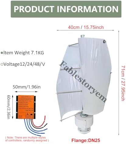 12000W Helix Maglev Wind Turbine Generator Kit - 12V/24V/48V Vertical 3-Phase AC Permanent Magnet with MPPT Controller & 2 Blades for Boats, Gazebos, Cabins