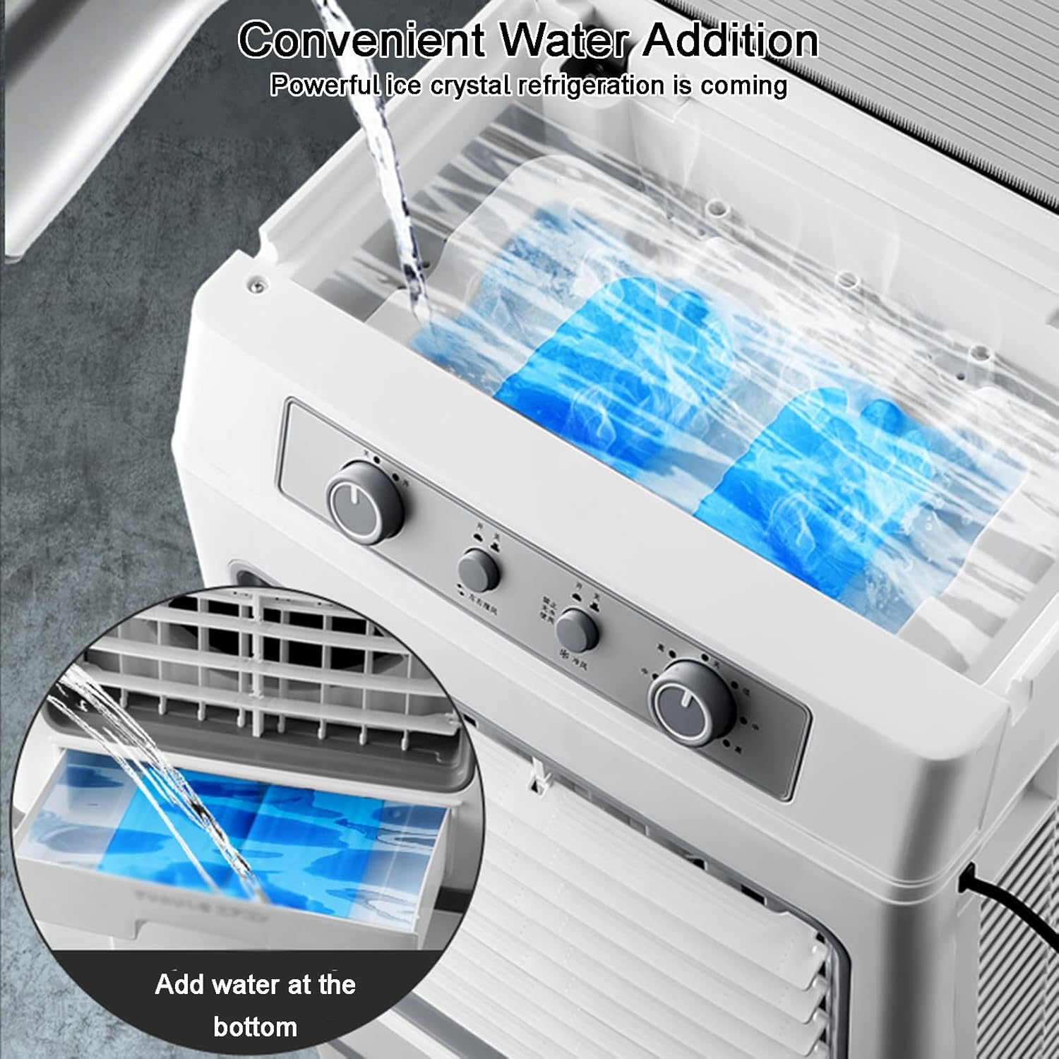 Portable Air Conditioners, Cooler for Room, 3 Wind Speeds, Wide-angle Air Supply, with Detachable Water Tank and Ice Pack, for Home, Office(Orange)