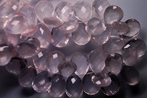 4 match pair, super rare natural rose quartz faceted pear briolettes calibrated size 10x14mm