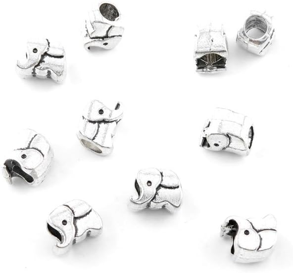 910 Pieces Antique Silver Tone Jewelry Making Charms Findings Fashion Wholesale Supplies Pendant Lots Bulk Supply F6MZ7Y Elephant Loose Beads