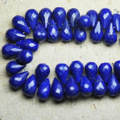 13 inch natural beads strand of 8mm faceted teardrop lapis lazuli gemstone briolletes beads for DIY jewelry - necklace, bracelet, earring, ring.