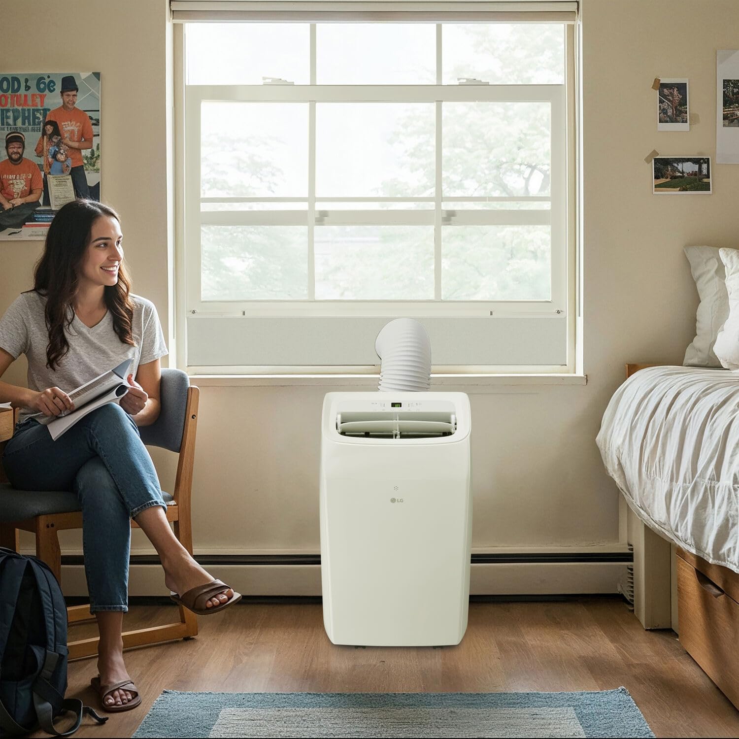 LG 10,200 BTU (DOE) / 14,000 BTU (ASHRAE) Smart Portable Air Conditioner, Cools 450 Sq.Ft. (18' x 25' room size),Smartphone & Voice Control works with LG ThinQ, Amazon Alexa and Hey Google, 115V