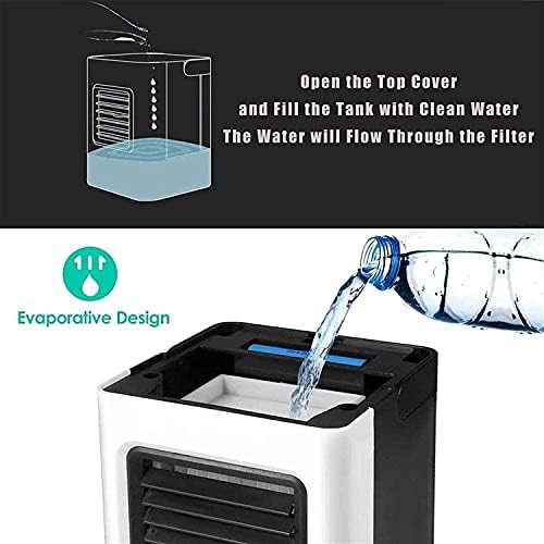 Portable Air Conditioner 3 Speeds Personal Air Conditioner Fan with Ice Tray Noiseless Evaporative Air Cooler for Home Office Room Desktop (White)