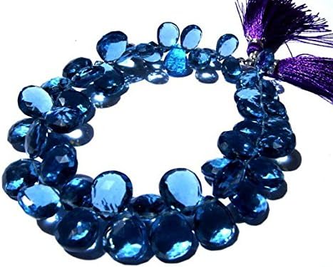 full 8 inches strand. - london blue quartz faceted pear briolettes size - 10x7-12x10mm