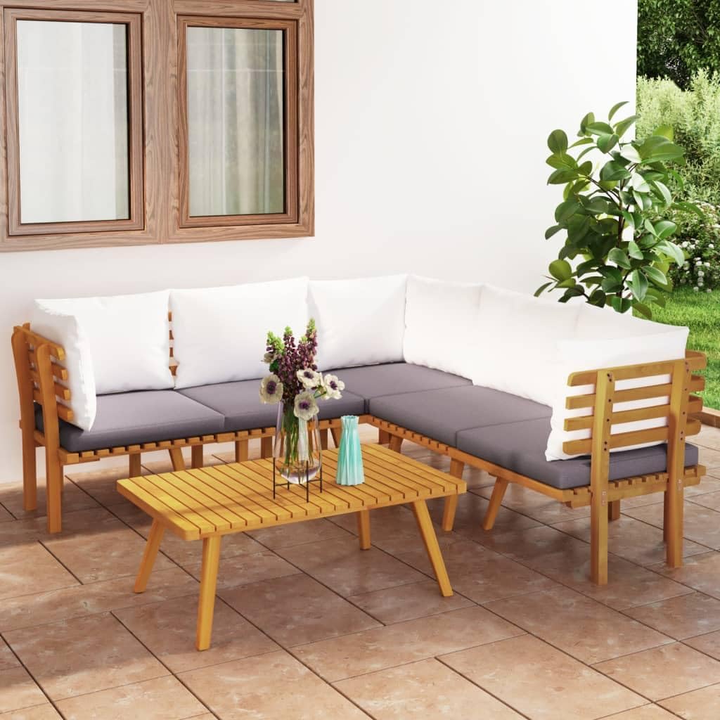 6 Piece Patio Lounge Set with Cushions Solid Acacia Wood,Rustic Wooden Patio Lounge Set: Relaxing Comfort for Outdoor Living Patio Furniture Sets, Outdoor Furniture Sets