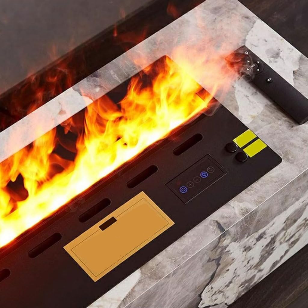 3D Water Vapor Fireplace with Humidifier Flame European Style Simple Intelligent Atomization Fireplace Home TV Cabinet Fireplace Simulation Flame Embedded Fireplace(C)