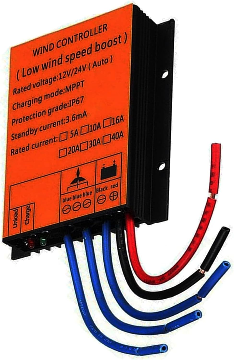 Orange,12V, Small Wind Turbine Generator Regulator,1200W-6000W Windmill Alternator Battery Charger Controller,10A-40A 12V 24V 48V MPPT Charge Controller