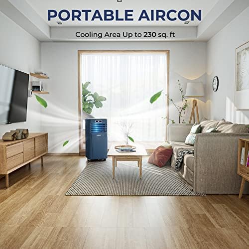 COSTWAY Portable Air Conditioner, 8000BTU Air Cooler with Drying, Fan, Sleep Mode, 2 Speeds, 24H Timer Function, Remote Control, Cools Room up to 230 Sq. ft, for Home, Window Kit Included