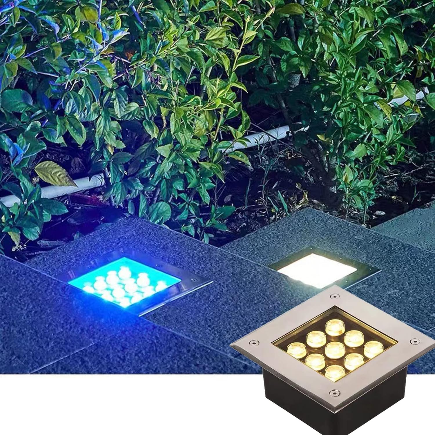 Outdoor Landscape Light Square In-Ground Lights IP66 Waterproof LED Underground Light for Yard, Path, Walkway, Deck, Step, AC85-110V