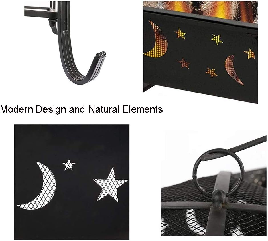 Outdoor Wood Burning Firepit,24 Inch Steel Portable Fire Pit,with Spark Screen Fireplace Poker Fire Bowl